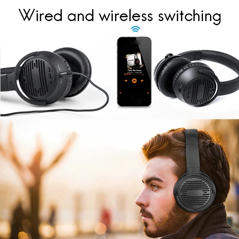 Наушники с активным шумоподавлением тяжелая низкая гарнитура Bluetooth кабель