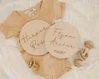 Деревянная табличка с именем ребенка на заказ, памятный диск, имя новорожденного ребенка, подарок для детского душа, дерево, Personaliz
