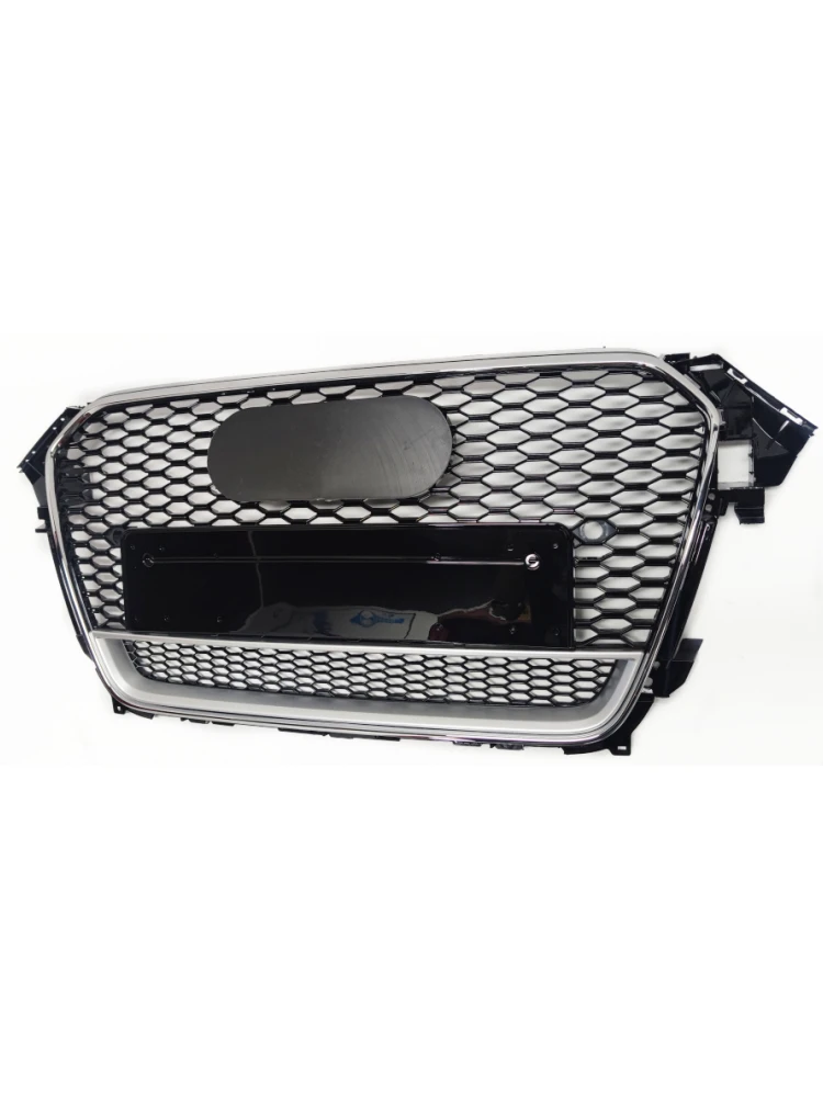 

For RS4 Style Front Sport Hex Mesh Honeycomb Hood Grill Chrome Black for Audi A4/S4 B8.5 2013-2016 For quattro style