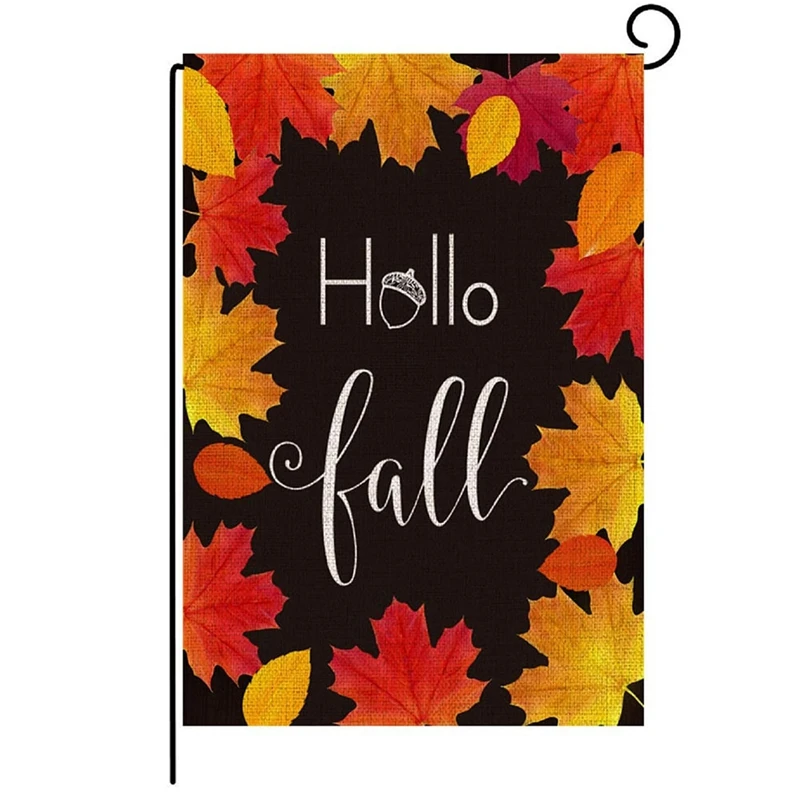 Здравствуйте осень садовый знак сад флаг, осень дом знак с кленовыми листьями на День Благодарения деревенский двор наружной отделки