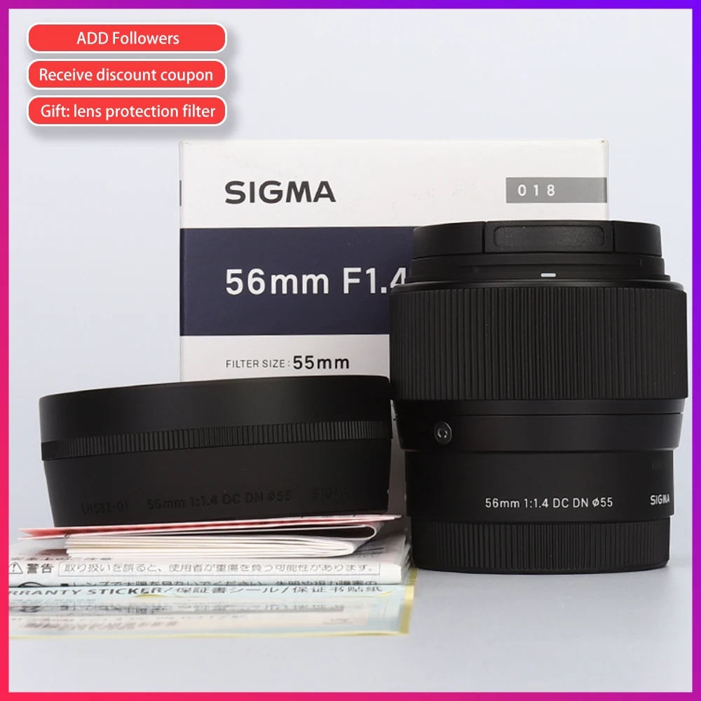 Подержанный Sigma/Sigma 56 мм F1.4 DC DN для камер Sony E mount черный A6500 A6300 A6000 A5100 A5000|Объективы