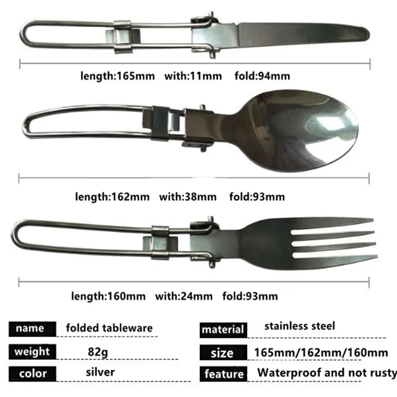 

Stainless Steel Portable Mini Tableware Set Outdoor Tool Folding Cutlery Set With Spoon Fork Knives For Camping Outdoor Picnic