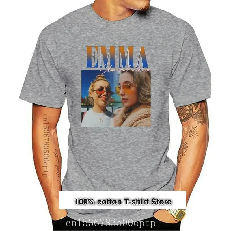 

Camiseta Vintage de los 90 para hombre, Emma chambelain camisa negra, nueva