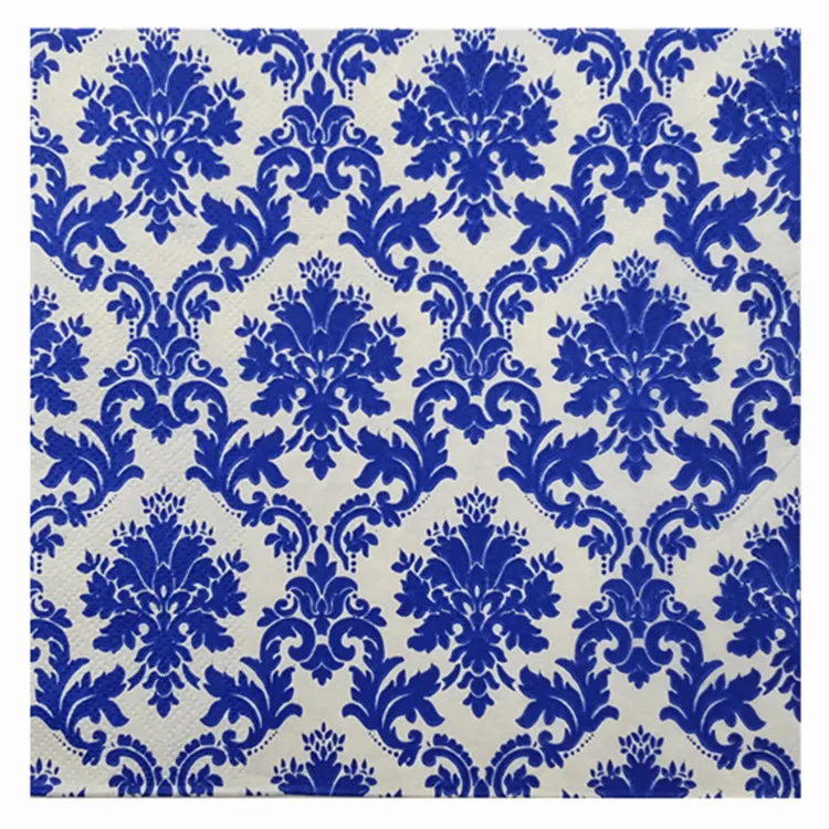 Винтажные салфетки бумажные Элегантные с синим узором декупаж свадебные