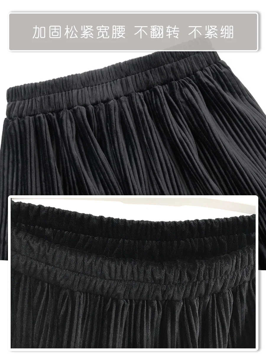 

Velvet Pleated Skirt Long Corduroy Women Autumn Winter Korean Japan Vintage Loose Slim Streetwear Sexy Harajuku Skirts Plus Size