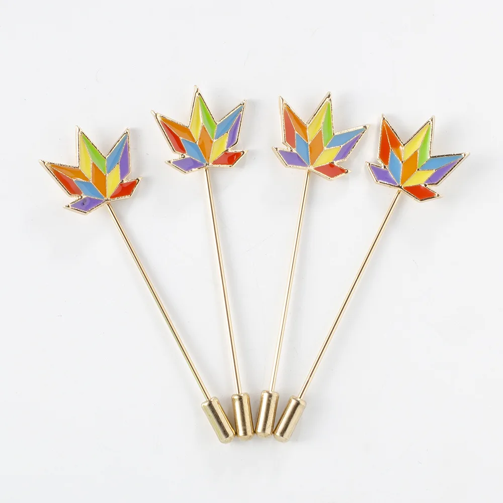 ABC025 ЛГБТ дизайн Радуга кленовые листья булавки брошь Металлическая Булавка для