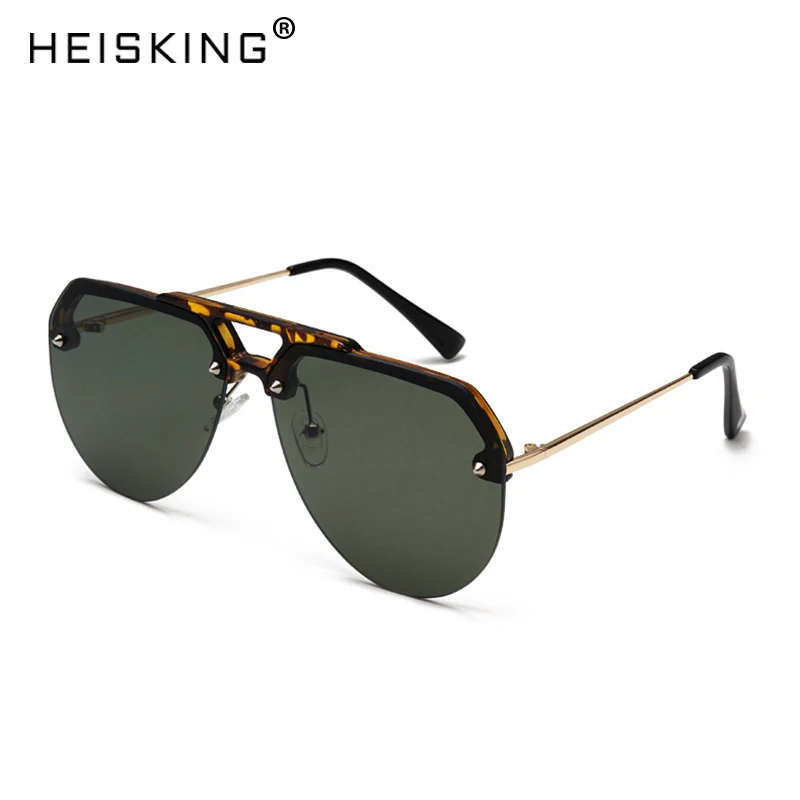 

HEISKING NEW Fashion Semi Rimless Pilot Red Sunglasses Women Luxury Oversized Sun Glasses for Men Vintage Retro Sunglass UV400