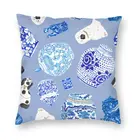 Синие современные декоративные наволочки в виде любопытства от китайского производителя, фарфоровая синяя керамика, Автомобильная подушка