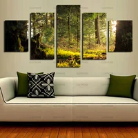5pcs decorative poster green tree canvas painting home wall art canvas hd printing irregular decorative painting