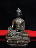 8 tibet buddhism old bronze cinnabar lacquer medicine buddha shakyamuni buddha statue enshrine the buddha