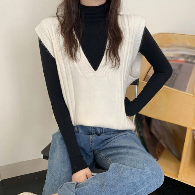 

Fashionable and latest style coats Monotone Retro Solid Color Waistcoat Women Loose Sleeveless Waistcoat Sweater Vest