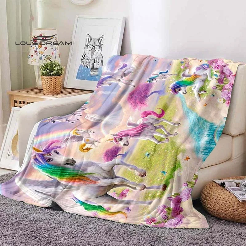 Фланелевое Одеяло с 3D принтом единорога для детей и взрослых модные пушистые