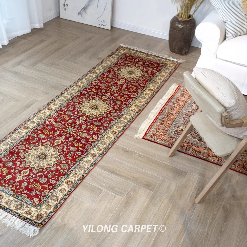 Yilong 2 5 'x 8' персидская галерея runner ручной работы шелковый ковер домашний декор