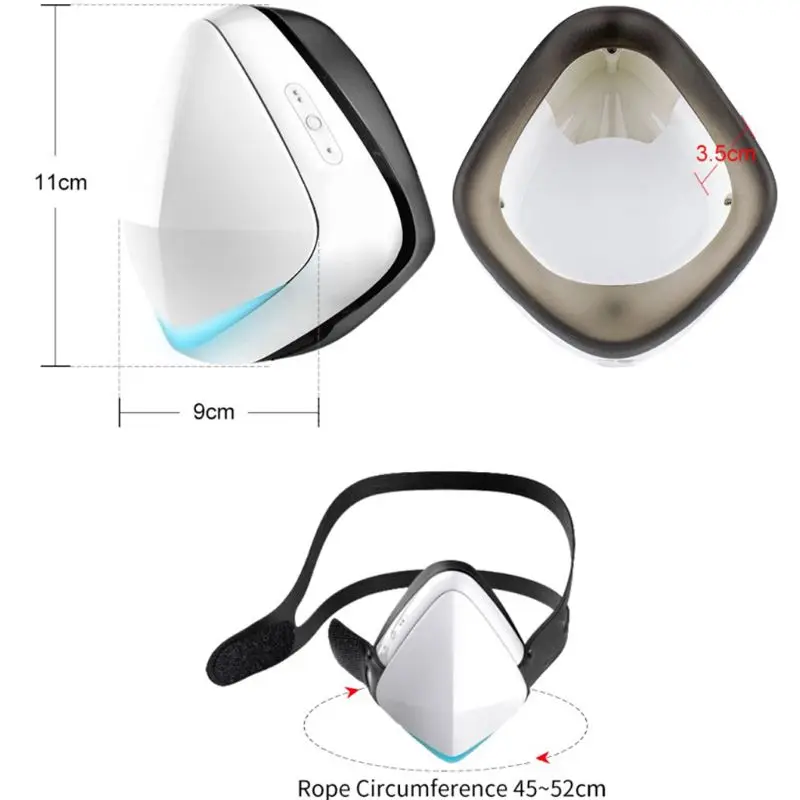 

Deluxe Edition Smart Electric Mask Dustproof Formaldehyde Cycle Sports Mask Reusable Outdoor Air Breathing Purifier Black White
