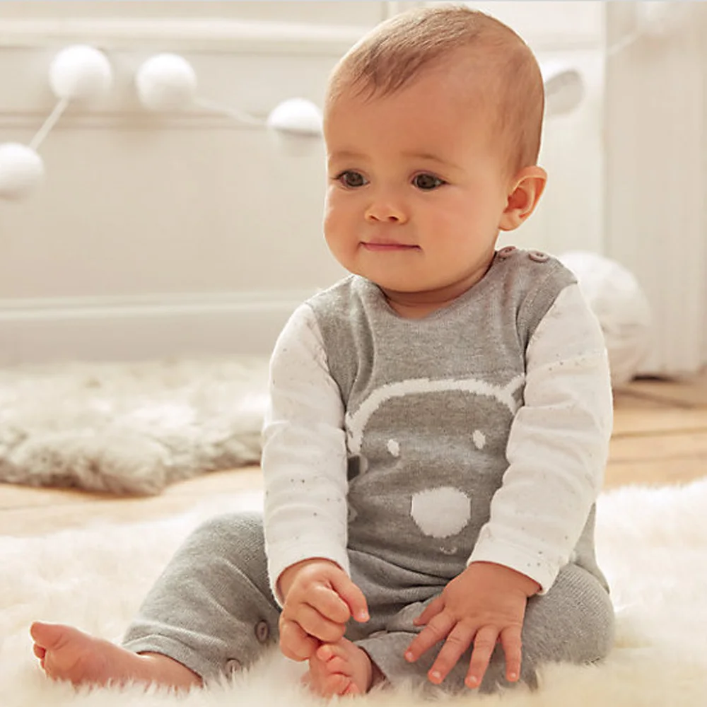 Детская одежда для новорожденных детская малышей комбинезоны с рисунком медведя