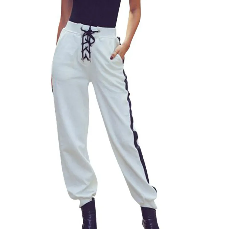 Брюки султанки Женские однотонные бандажные брюки с завышенной талией