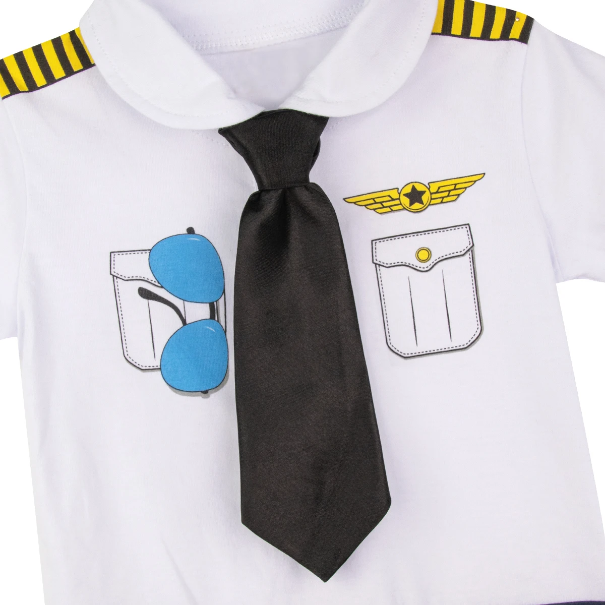 Фото Baby Boys Pilot Romper Outfits Infant Cosplay Jumpsuit Toddler Clothing Sets with Tie Hat Newborn Costume Short Cotton Outfits №3