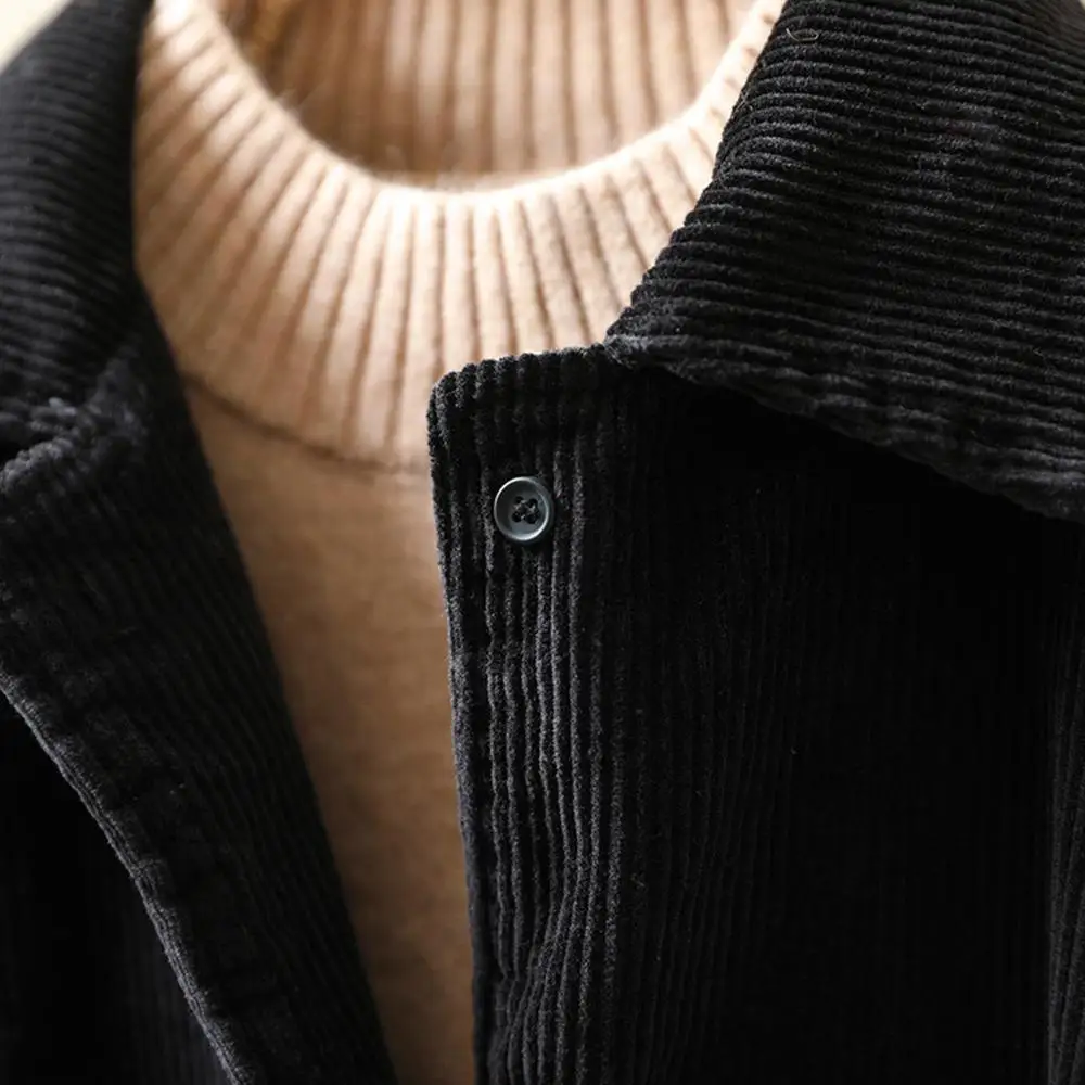 Куртка женская Вельветовая однотонная винтажная теплая свободная повседневная