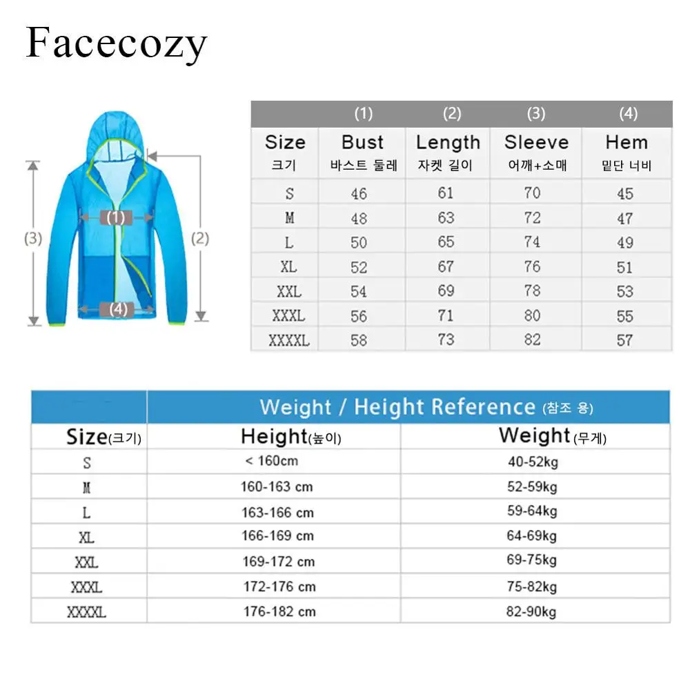 

Facecozy Men's Summer Hiking Camping Sun-Protective Jackets Outdoor Sports Waterproof Quick Dry Coat Breathable Hooded Shirts