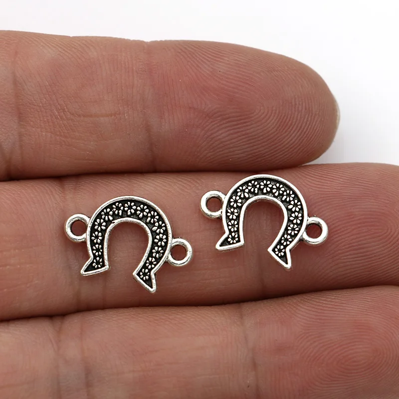 

50pcs Antique Silver Plated Horseshoe Connector for Jewelry Making Bracelet DIY Accessories 17x12mm