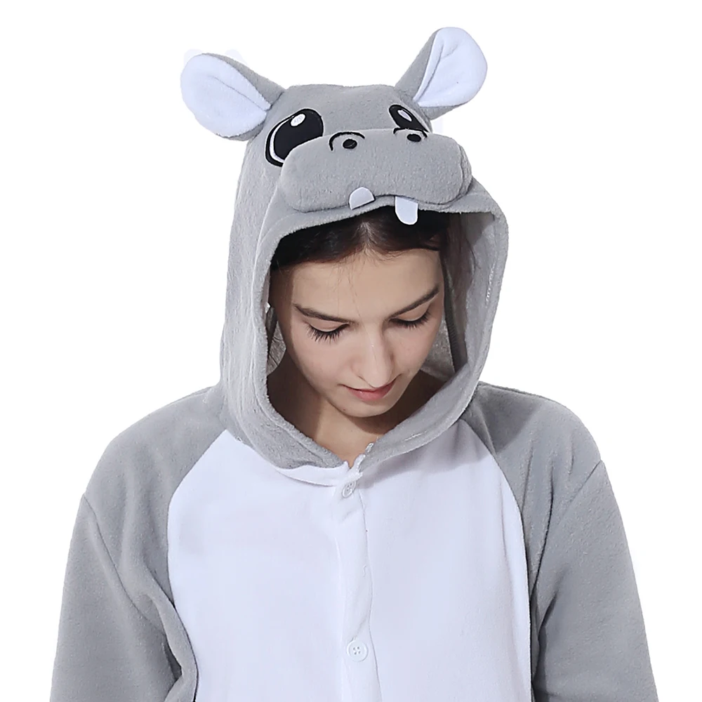 

New Animal Onesie Costume Hippopotamus Cosplay Onepiece Sleepwear for Unisex Adult