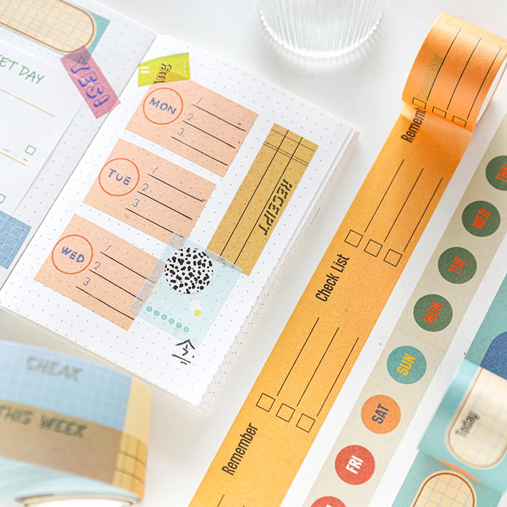 

5M Daily Life Series Washi Tapes Month Week Date Planner Diary DIY Decorative Masking Sticky Paper Tape