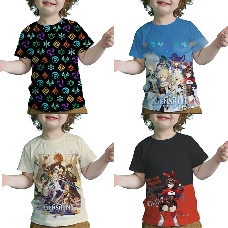 

Baby Boys Girls Genshin Impact 3D T-shirts Children Cartoon Tshirts Toddler Anime T Shirt Tee Tops Camiseta Summer Kids Clothes