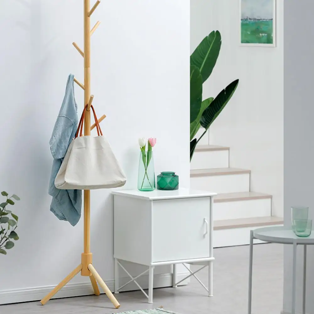 Вешалка для одежды стойка хранения пол зал дерево вешалка спальни с 8 крепкими