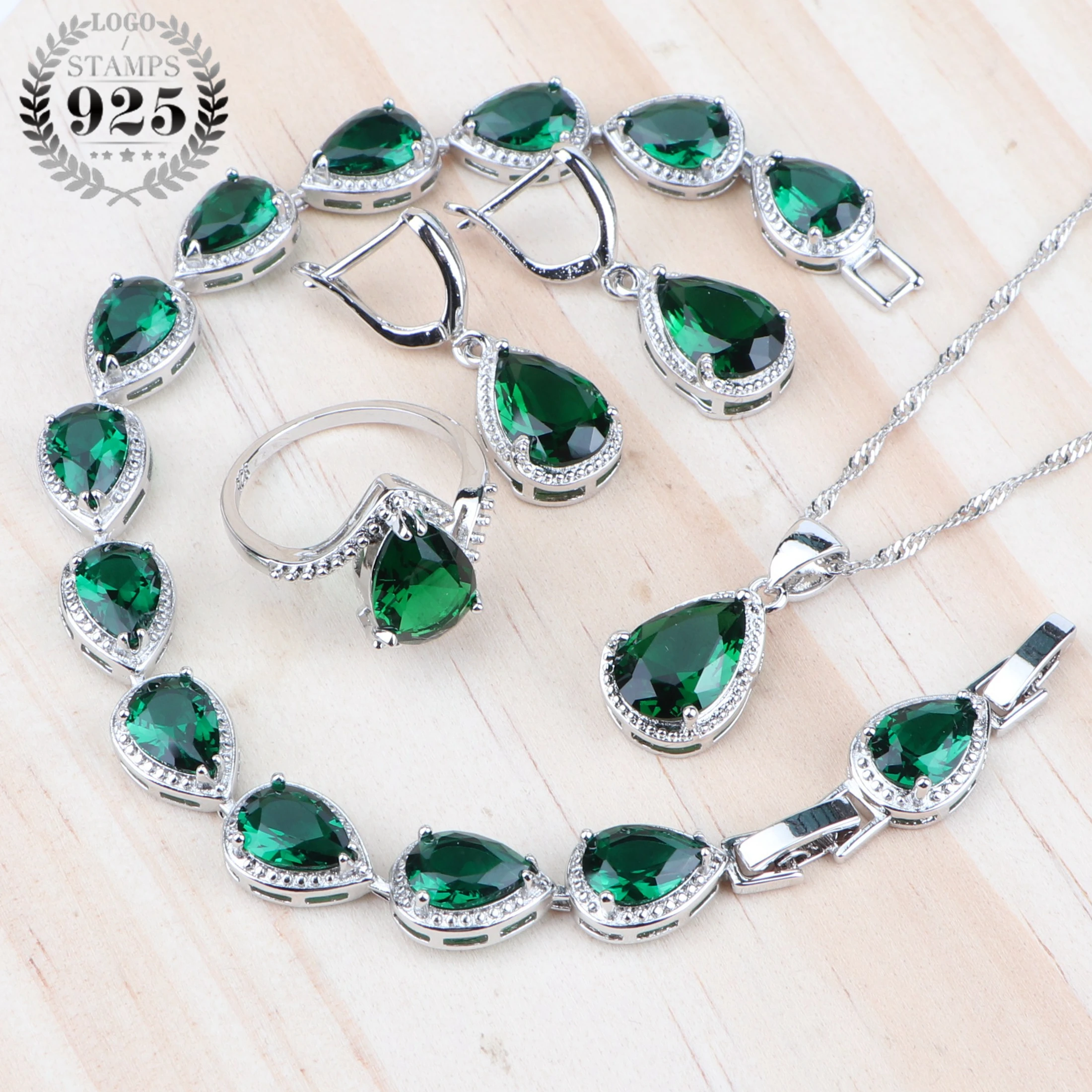 Женский Свадебный костюм из циркония ювелирные наборы стерлингового серебра 925