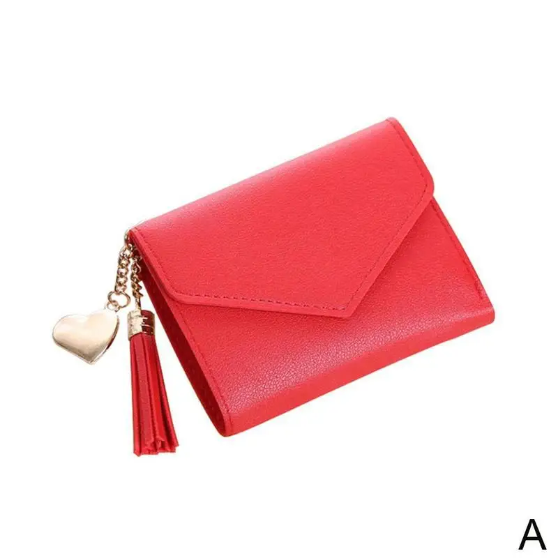 Мини-кошелек Perse, женский, 3 раза, на застежке, кошельки для монет, держатель для карт, Дамский короткий клатч с кисточками, кошелек из искусственной кожи, женские сумки для денег - Цвет: A