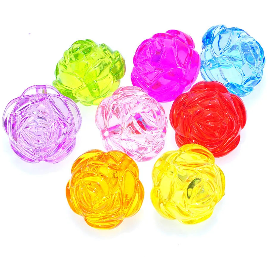 

Пластиковые Кристалл Loose Beads милый розовый цветок Форма акриловая жвачка ожерелье браслет ювелирных украшений Hand-Made Материал с фокусным расстоянием 25 мм 92 шт