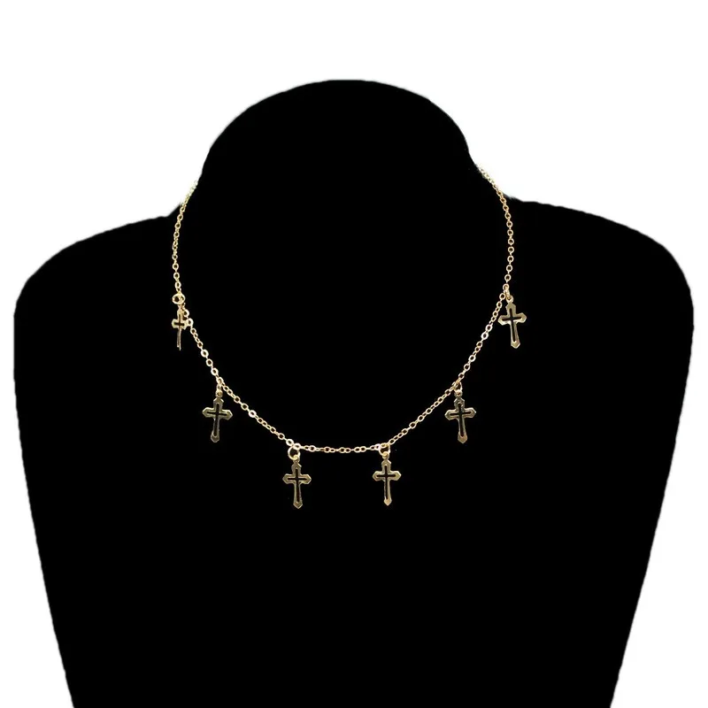 

Trendy New Hollow Cross Clavicle Necklace Pendant Gold Silver Exquisite Chain Choker Necklaces for Women Fashion Neck Jewelry