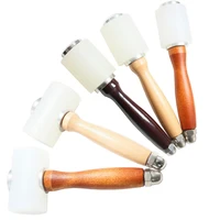 leather carving hammer printing tool 3 types diy craft cowhide punch cutting sew nylon hammer tool kit with wood handle 2021