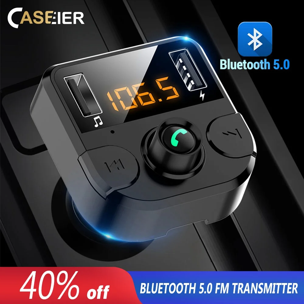 Автомобильный fm передатчик CASEIER Bluetooth 5 0 беспроводная гарнитура аудио приемник mp3
