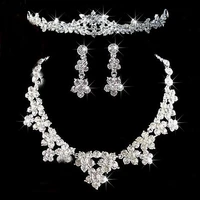 elegant rhinestone bridal women jewelry set earrings necklace head chain tiara new chi