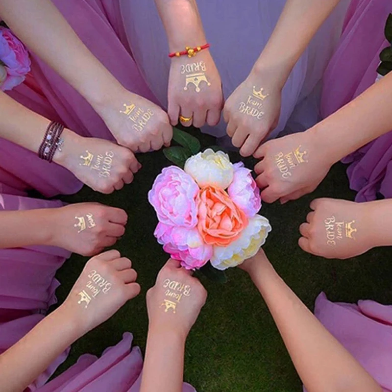 

12pcs Bridesmaid Bride Tribe Tattoo Sticker Bridal Decor Valentines Day Gift
