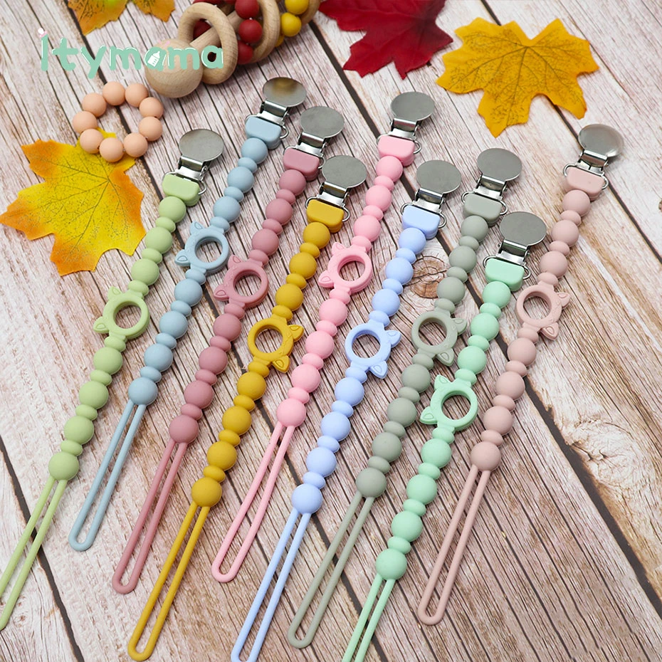 5pc Baby Pacifier Clip Chain Silicone Dummy Holder Soother Pacifier Clips Leash Strap Nipple Holder For Infant Nipple Chain Gift