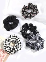 pack of 5 solid color print headwear elastic hair bands knit hairbands ponytail holder sweet hair accessories for women girls