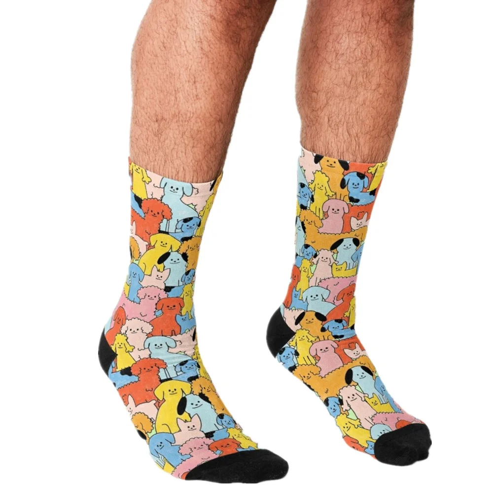

Funny Men's socks Rainbow Fuchsia Floral Pattern Printed hip hop Men Happy Socks cute boys street style Crazy Socks for men