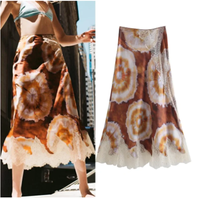 

ZA 2021 summer new women's lace print dress 0333100