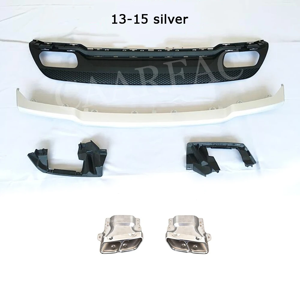 Silver 2013-2015 Класс PP Диффузор, губа на задний бампер с выхлопными наконечниками 4 выхода для Mercedes Benz W176 A180 A200 A45 AMG 2013 - Цвет: Silver 2013-2015