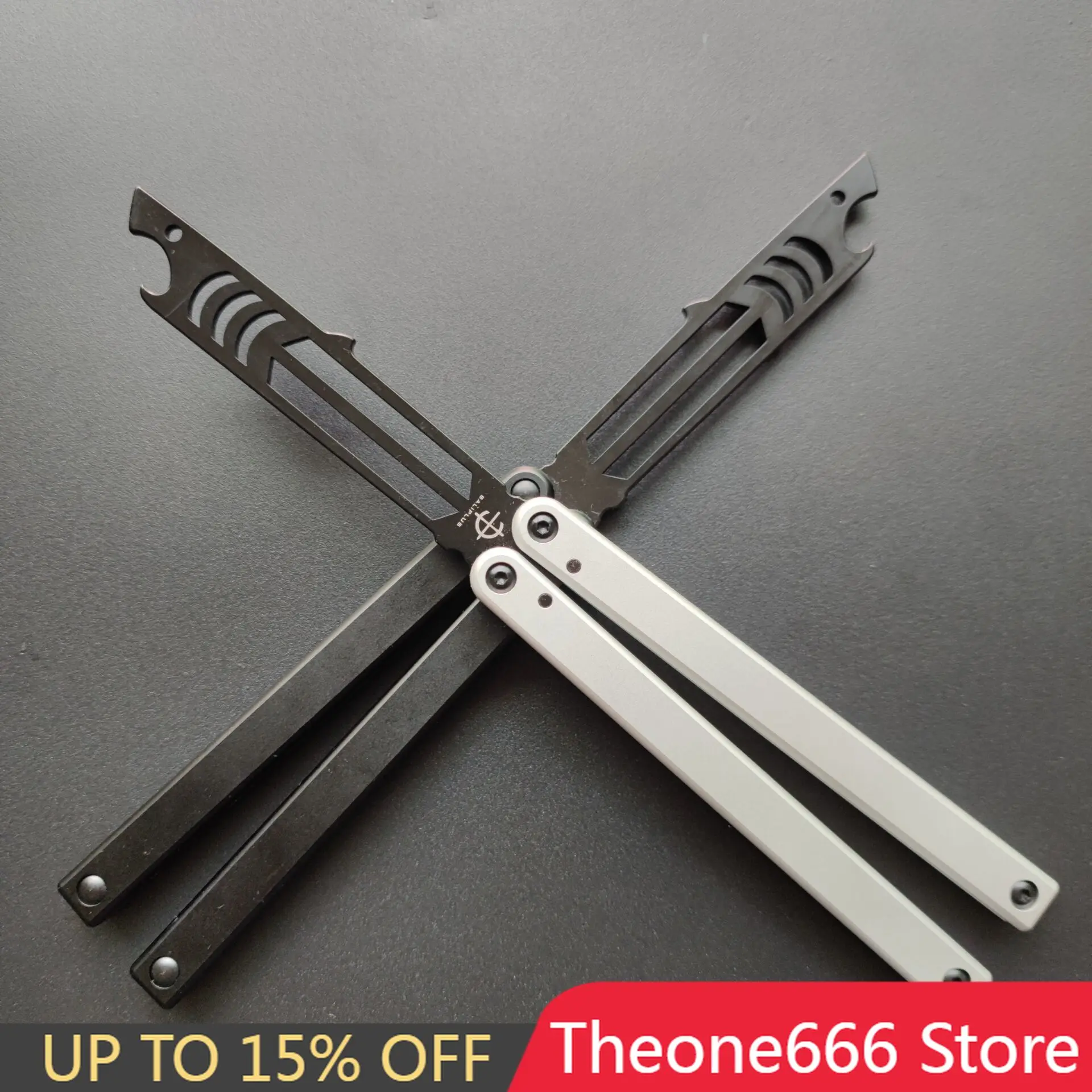 

Baliplus MAKO Butterfly Knife Trainer Bushings Sandwich Aluminum Alloy Handle Black 420 Blade EDC Pocket Tactical Knife Gift