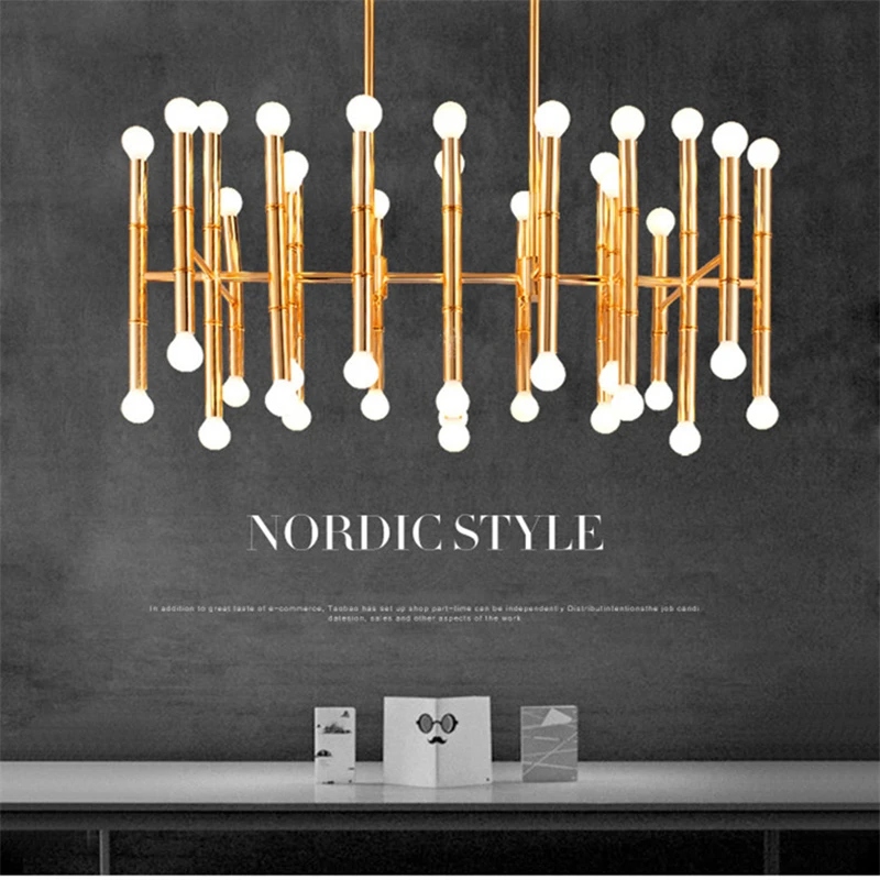 

Delightfull Chandelier Modern Studio /Cafe Lights Art Dining Lamps 30 Heads Black / Gold Post-modern Living Room Free Shipping