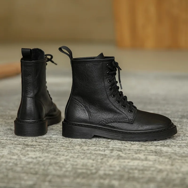 

MEZEREON Ankle Boots Full Grain Leather Women Winter Shoes Comfortable Short Boots Simple Style Low Heel 3 CM Daily Footwear