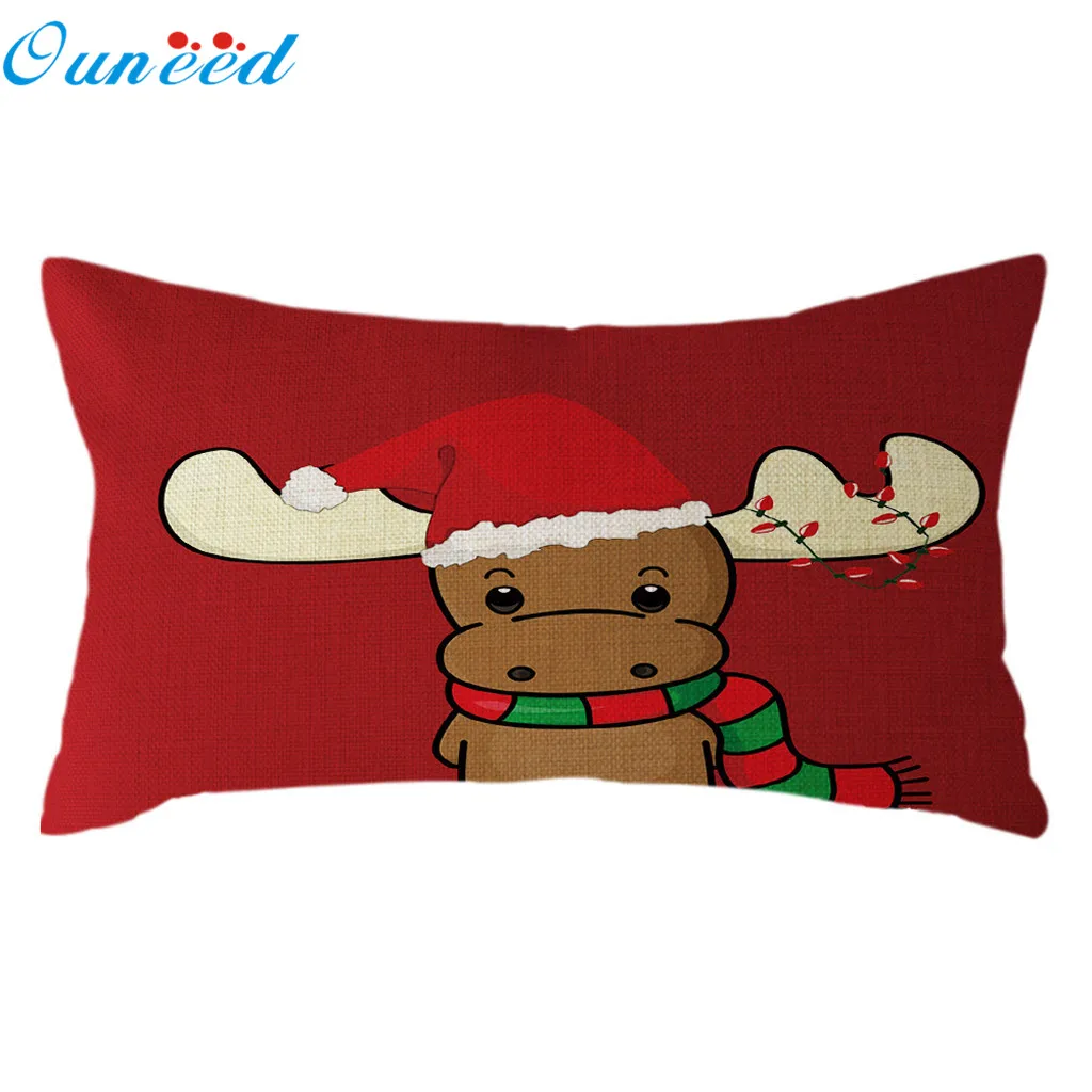 Ouneed чехол для подушки милый снежный сцена олень мягкий поясной домашний декор