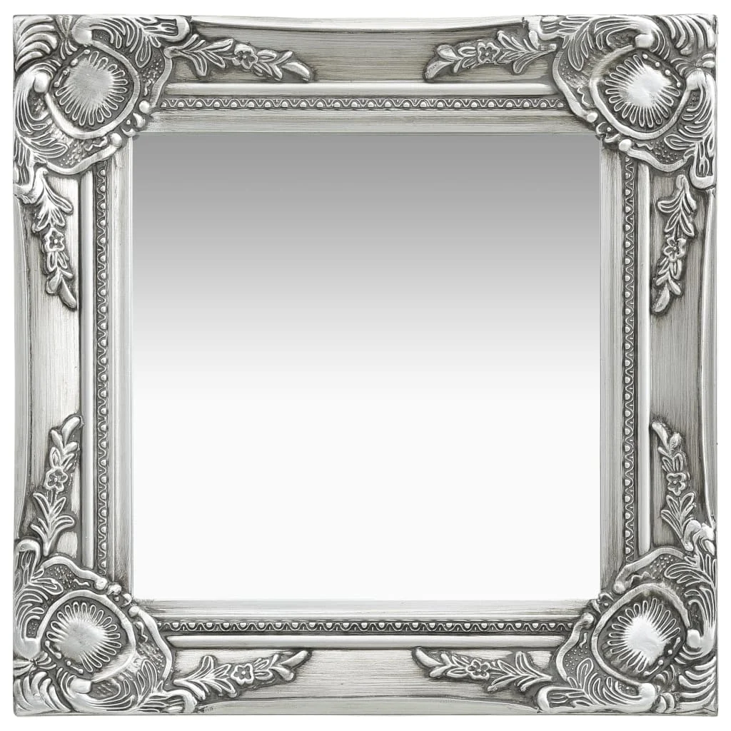 

Wall Mirror Baroque Style 15.7"x15.7"Silver