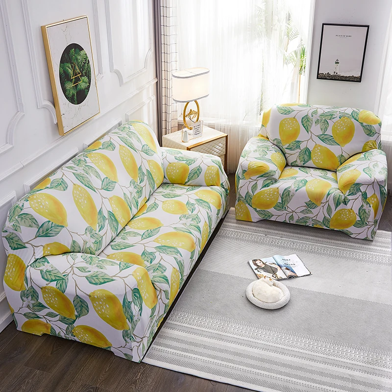 

Yellow Lemon Sofa Covers for Livng Room Modern Couch Cover for Sofa Bed Chair Sectional Sofa Cover Furniture Anti-slip Sofa Sets