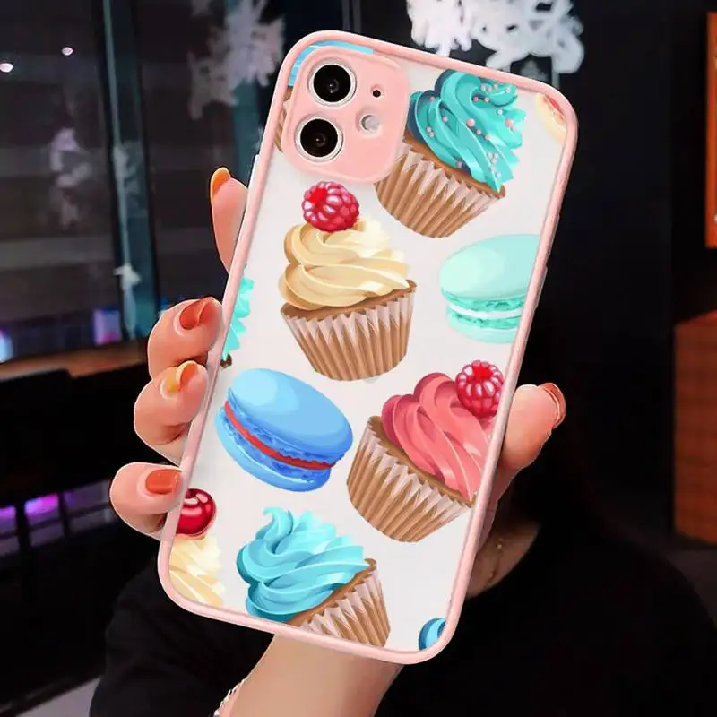 

Food Donut Ice Cream Custom Phone Case Pink matte transparent For iPhone 7 8 x xs xr 11 12 pro plus max mini Clear Funda