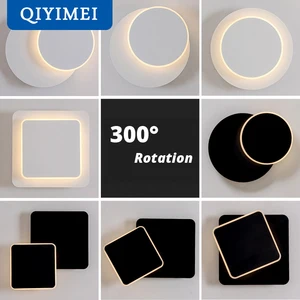 Квадратный светодиодный настенный светильник для спальни, гостиной, белый, черный бра, настенные светильники, вращающиеся на 360 градусов металлические светильники 5 Вт16 Вт