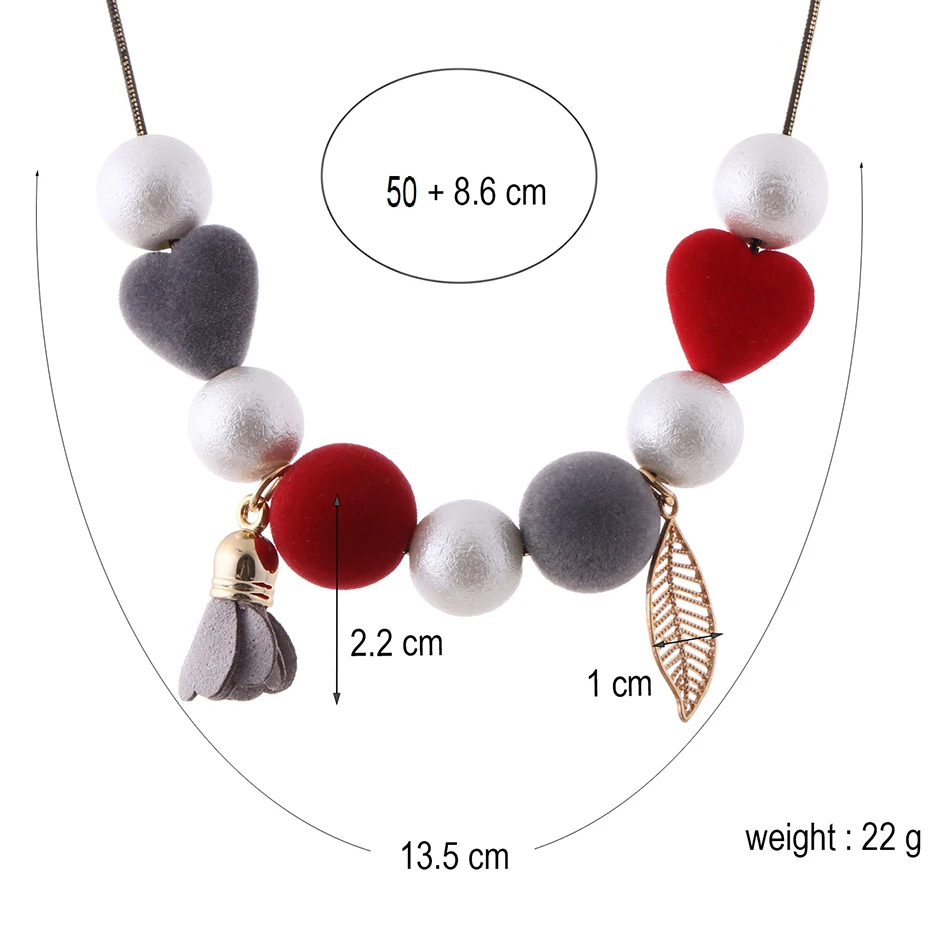 Женское Ожерелье в форме сердца с помпонами ожерелья и кулоны виде цветов